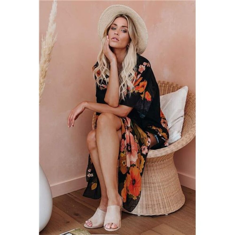 Women's Chiffon Kimono Cardigans Lightweight Batwing Summer Casual - Picture 8 of 8